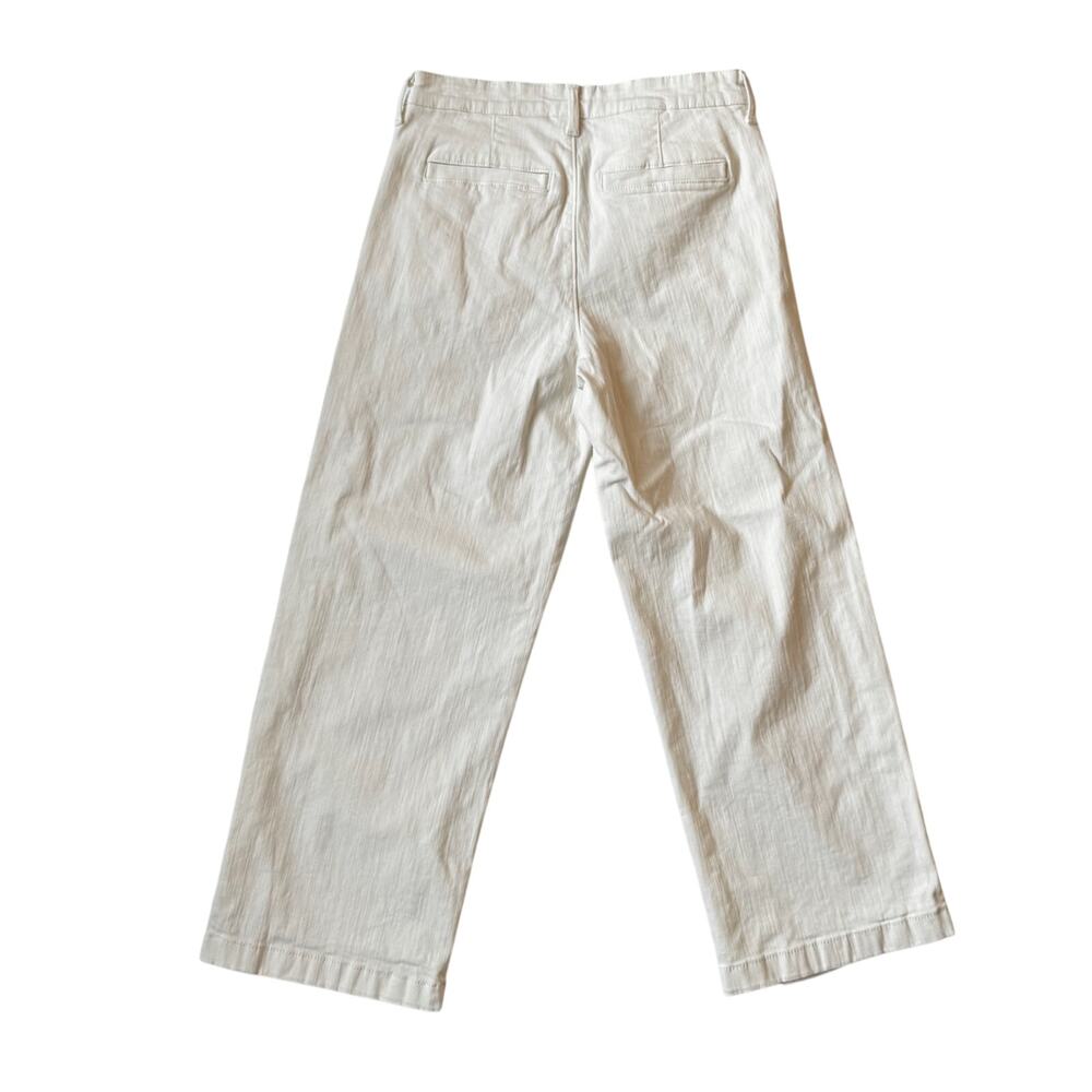 Ella Moss Wide Leg Crop Pants Women's 4 Cream Cotton Culotte Flat Front Chino - Picture 4 of 16
